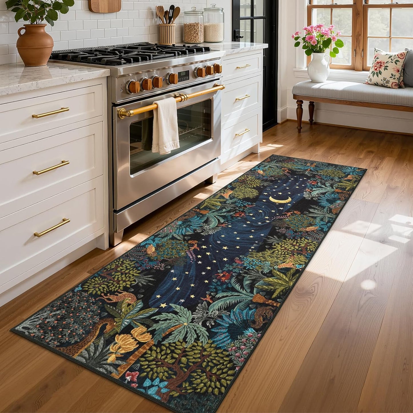 2x6 GarveeHome Jungle Washable Runner Rug for Kitchen, Soft Animal Print Hallway Runner Non Slip Green Entryway Rug