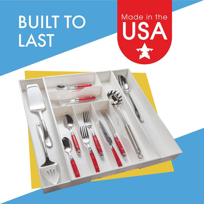 Dial Industries Expand-A-Drawer Silverware Organizer Tray - Extra Wide Cutlery and Utensil Drawer Organizer