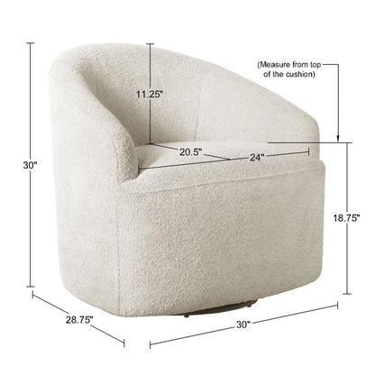 Ink+Ivy Bonn Swivel Accent Chair Cozy Plush Boucle Upholstered Barrel Chair for Living Room, Modern Family Room Sofa Bedroom Lounge Furniture, 30" W Cream
