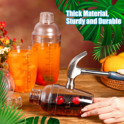 Lallisa 12 Pcs Plastic Cocktail Shaker Drink Mixer with Scales and Strainer Top Clear Shaker Cup with Measurement Plastic Mixing Tool for Tea Coffee Bubble Tea Milk(350 Cc/ 12 oz)