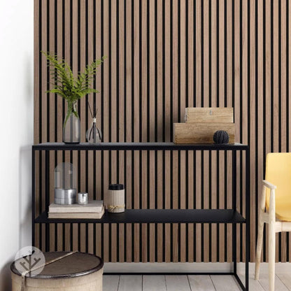 WVH Luxury American Walnut Acoustic Slat Wood Wall Panels, Measures 118.11" x 25.20", Premium Finish, Interior Decor for Walls & Ceilings, Noise Cancelling & Sound Absorbing for Home & Office, 2pcs