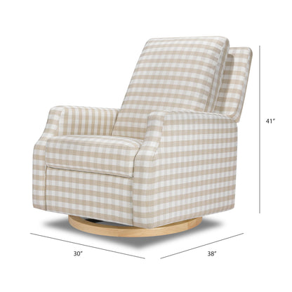 Namesake Crewe Glider Recliner Nursery Chair - GREENGUARD Gold & Certi-PUR US Certified Rocker Recliner - Glider Rocking Chair for Nursery & Living Room - Manual, 360° Swivel, Tan Gingham
