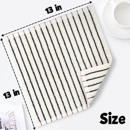 12 Pack, 13 13 Jacquotha Striped Cotton Washcloths x - Soft Wash Cloths for Bathroom, Kitchen, Gym, Face, Black