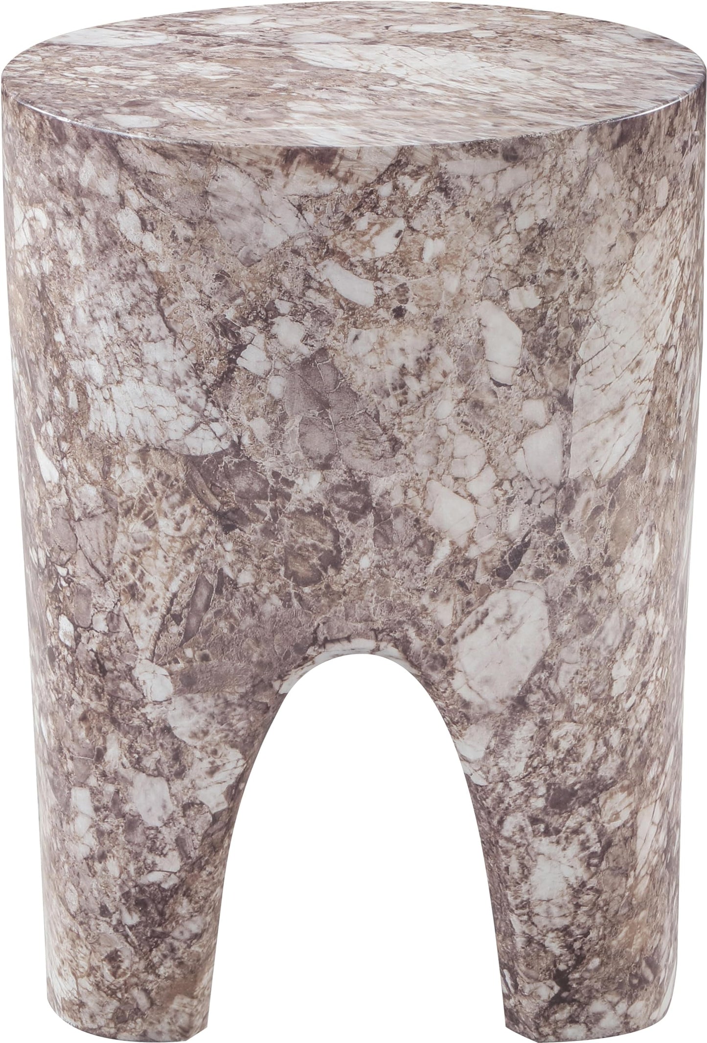 Meridian Furniture 99054Brown-ET Foligno Collection Art Deco Indoor/Outdoor Concrete End Table with Brown Marble Finish, 14" W x 14" D x 18" H, Brown
