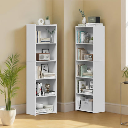 5-Tier ZENY Shelf Bookcase, Freestanding Wood Storage Display Open Bookshelf for Home Office, White