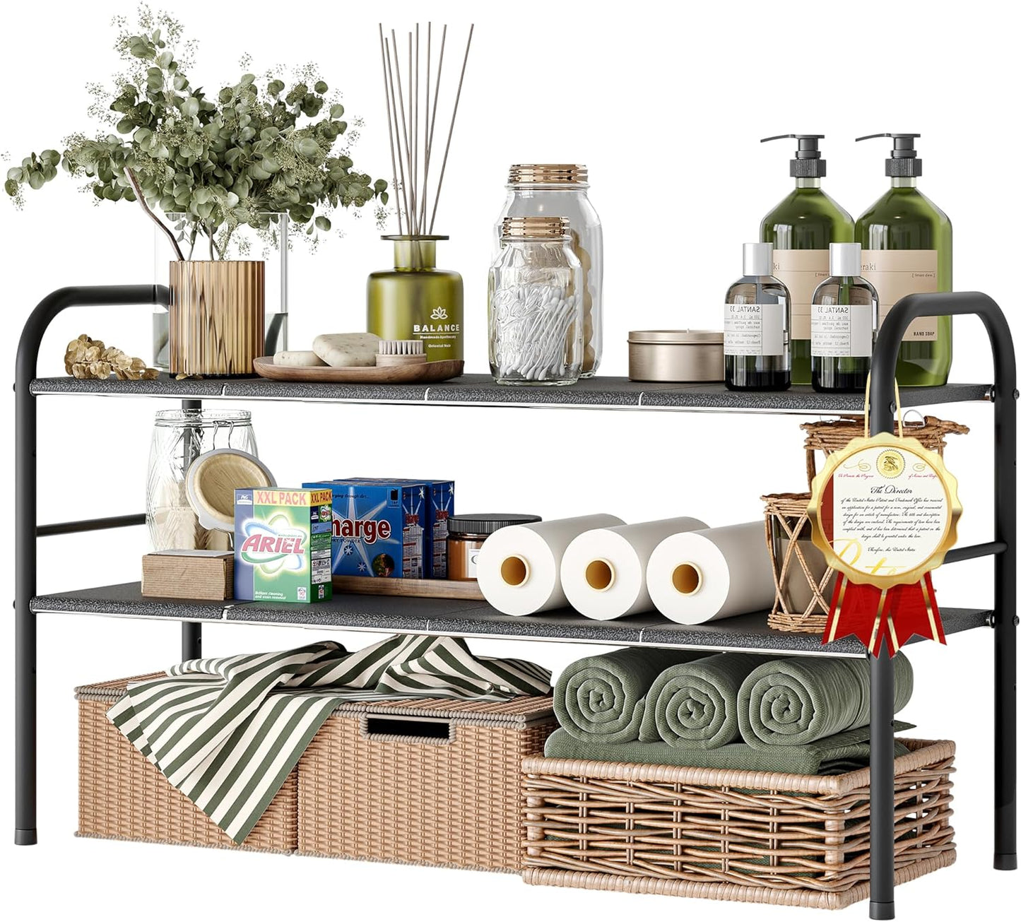 2 8 NETEL Under Sink Organizers and Storage, Tier Expandable Under Cabinet Organizer Shelf with Removable