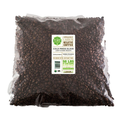 Tiny Footprint Coffee - Organic Cold Press Elixir Cold Brew | Blend of Light & Dark Roasts, Whole Bean Coffee | Fair Trade, Shade Grown & Carbon Negative | 3 Pounds