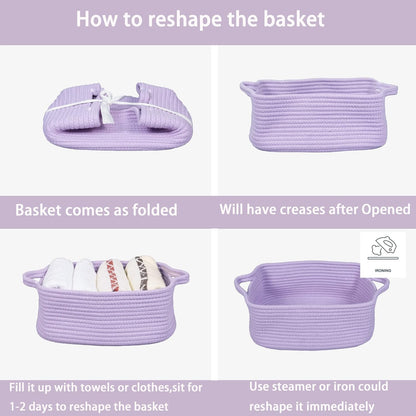 XUANGUO Woven Cotton Rope Storage Basket - Decorative Organizer for Pets & Nursery | Light Purple