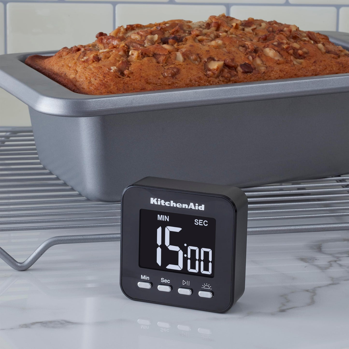 KitchenAid KQ912 99M Digital Single Event Magnetic Visual Timer with Backlight, Cooking, Classroom, Egg Timer, Black