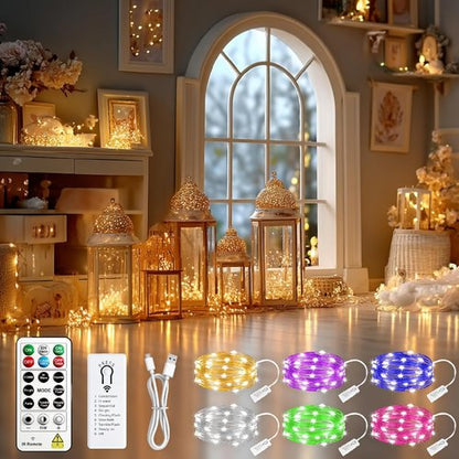 HXWEIYE 300L Curtain Lights - Plug-In & Battery Operated Fairy Lights with Remote & Timer Bundle