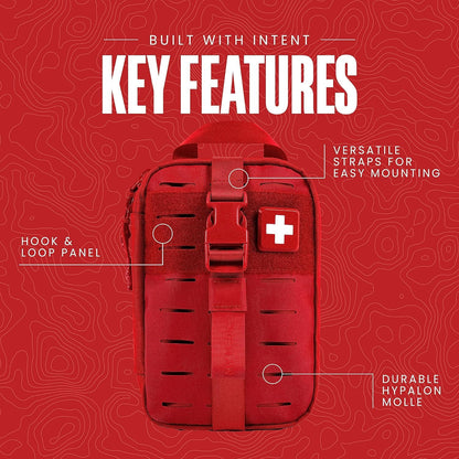 My Medic MyFak Mini First Aid Kit - Small and Lightweight for Camping Hiking and Backpacking - IFAK with 70 Items - HSA/FSA Great for Travel - Red
