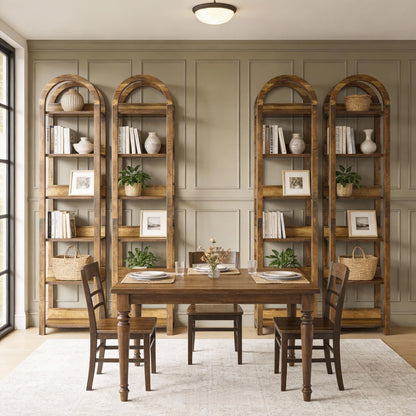 Tribesigns 6-Tier Narrow Bookshelf, 71" Tall Arched Bookcase with Shelves for Small Space, Skinny Wooden Display Shelf Open Storage Rack for Living Room, Home Office, Bathroom, Kitchen, Brown, 4PCS