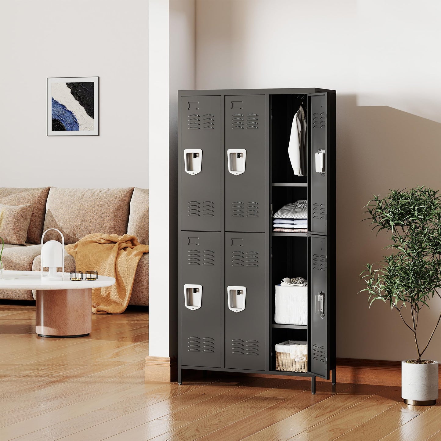 FLIXELIO 6 Doors Metal Lockers for Employees 71" H Storage Cabinet Lockable Locker with Shelves Steel Storage Locker for Gym School Office Home Requires Assembly