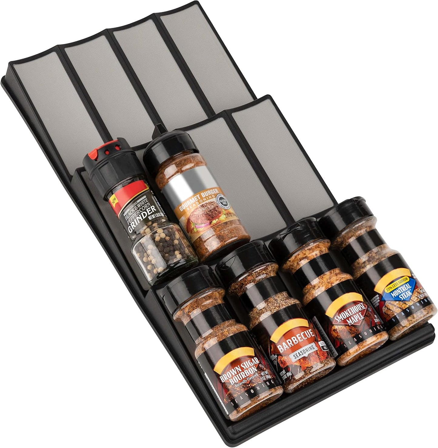 Spice Drawer Organizer - 3 Tier Kitchen Spice Rack Organizer for Drawer, Non-Skid Storage Tray