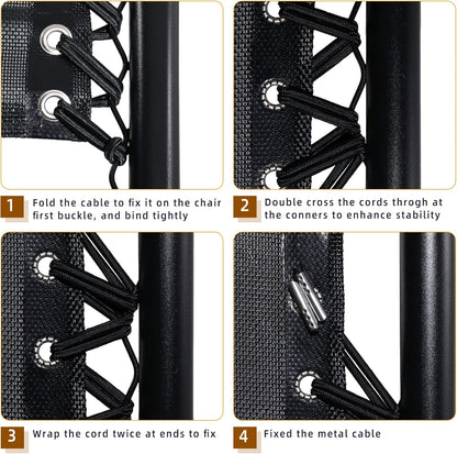 4 Pack SUQ I OME Replacement Cord for Zero Gravity Chair, Universal Replacement Elastic Cords Repair Tool Kit for Sun