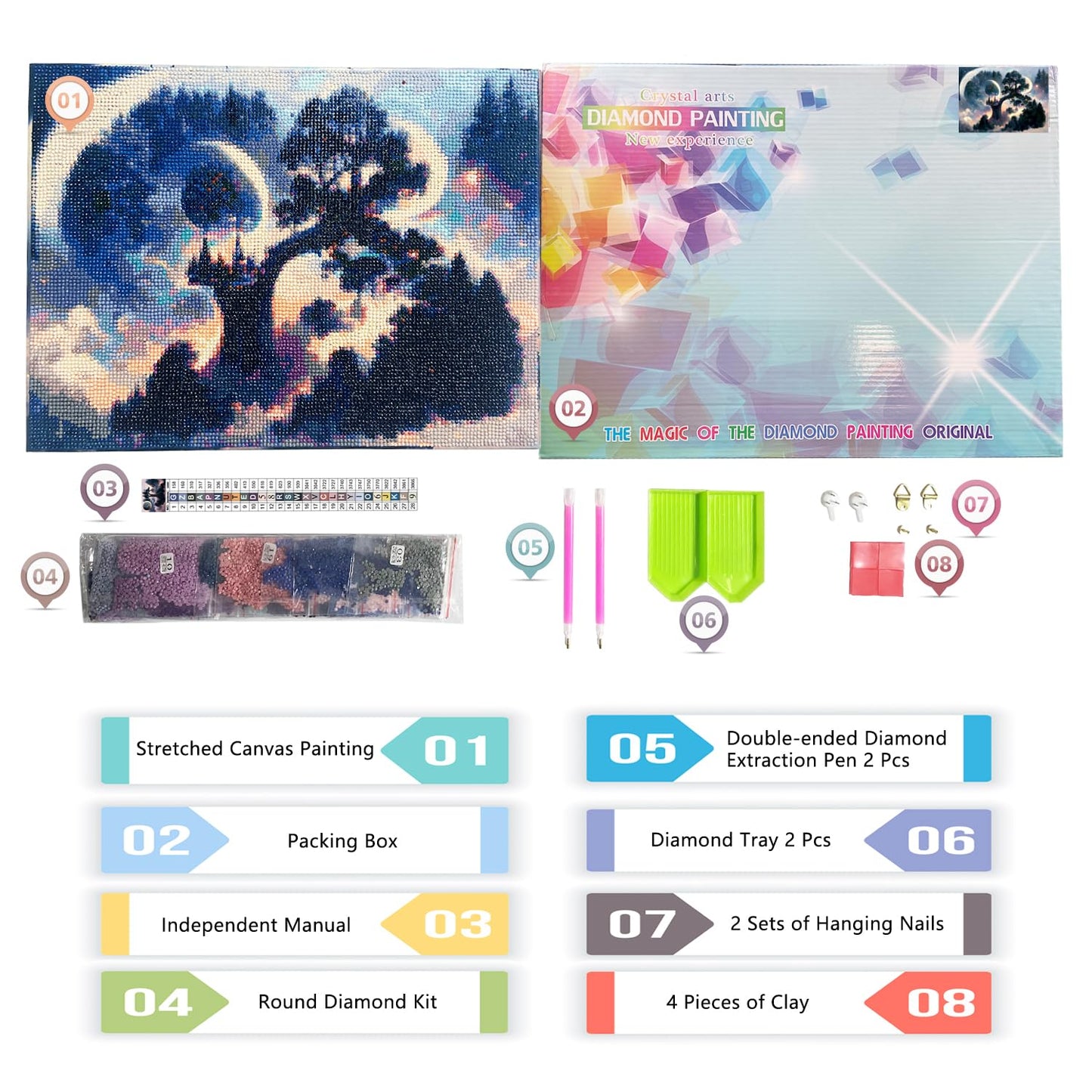 Meow Love 5D Diamond Painting Kit for Adults with Pre-Framed Canvas - DIY Wall Art Home Decor,Easy to Hang,Stress Relief Craft Gift for Women,15.8 x 11.8 Inch. (The Cloud Forest)