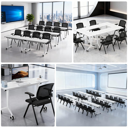 QINOL Folding Office Chair, Stackable & Breathable Mesh Back for Conference, Seminar, Training, Reception,No Assembly Required