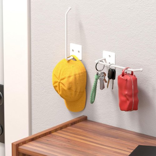 Durmmur Hat Racks - 2 Pack Baseball Cap Organizer with Strong Adhesive | 8.07" Wall-Mounted Storage (White)