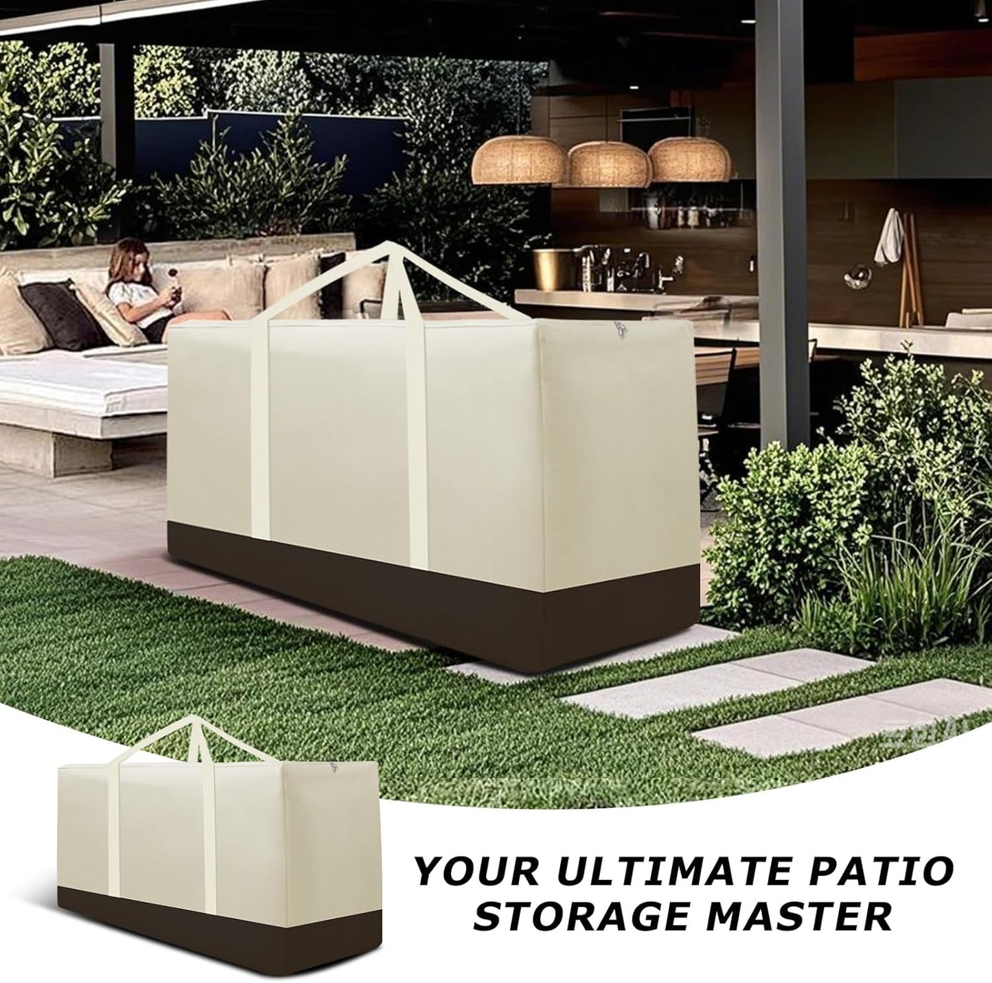 AIGOTSUKI 68" 30" 20" 1 Pack) Cushion Storage Bag Waterproof Outdoor Cushions Storage Bag L x W x H Large Patio