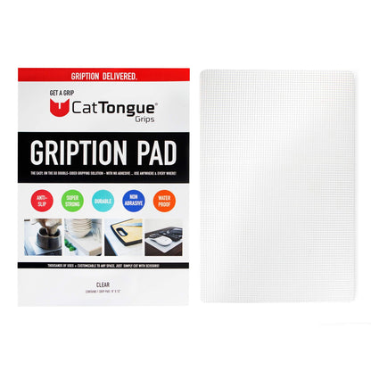 CatTongue Grips Non-Adhesive Anti-Slip Mat - Multi-Purpose Non-Slip Pad for Countertops, Desks, Tables & Workspaces - Ideal Desk Mat, Drawer Liner, Laptop Pad & More (Clear, 8” x 12”)