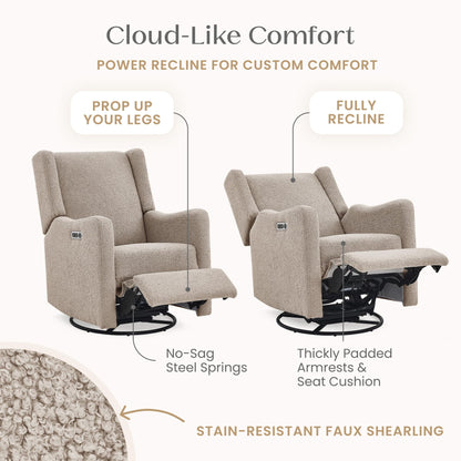 Delta Children Mercer Electronic Power Recliner and Swivel Glider with USB-A and Type-C Ports - Greenguard Gold Certified - Stain-Resistant Performance Fabric is Oeko-TEX Standard 100 Certified, Sand