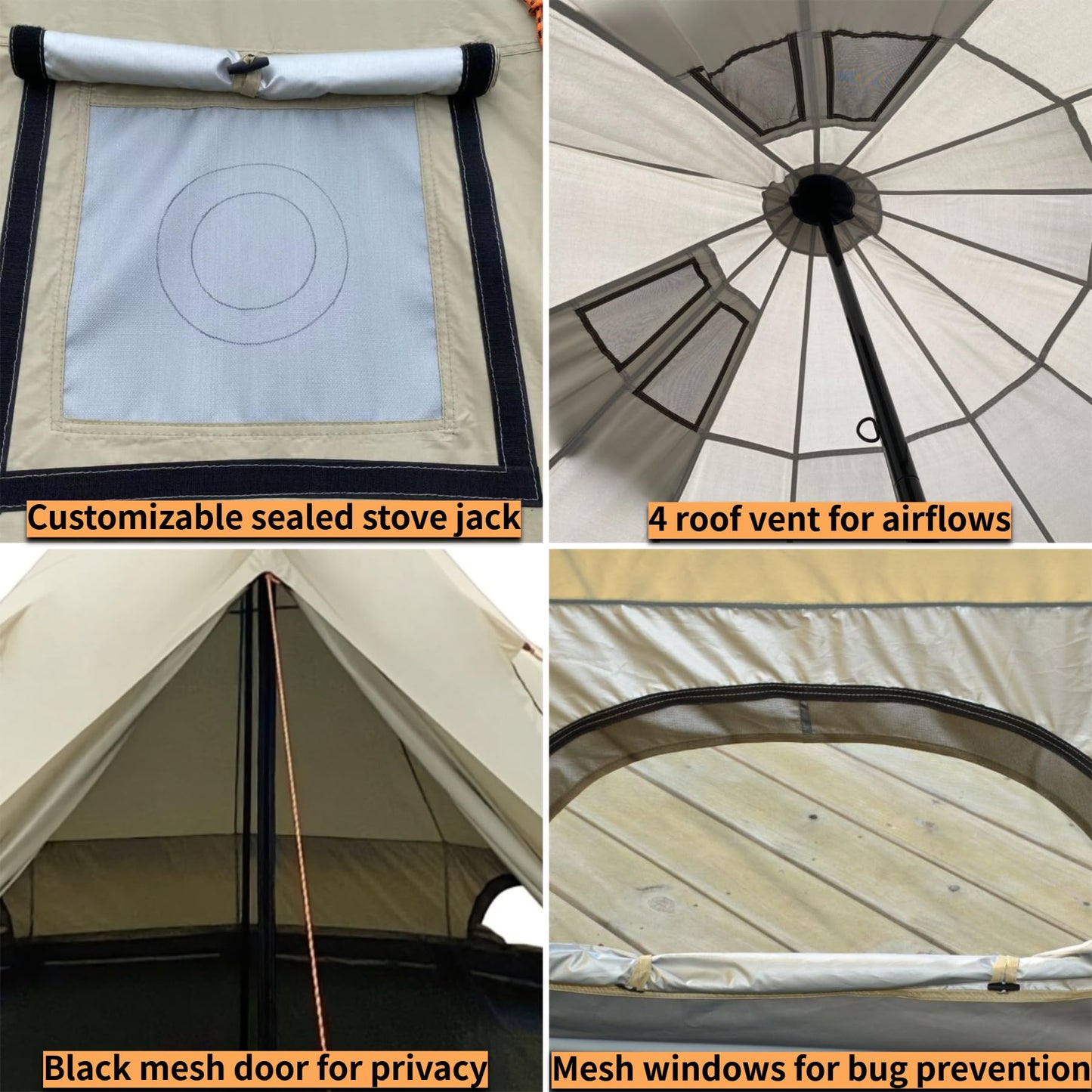DANCHEL OUTDOOR B2 Portable Yurt with Footprint Tarp for All Year Living, 4 Season Bell Tent 4/6 Person Family Camping Glamping Party 300D Oxford Khaki,4m/13ft