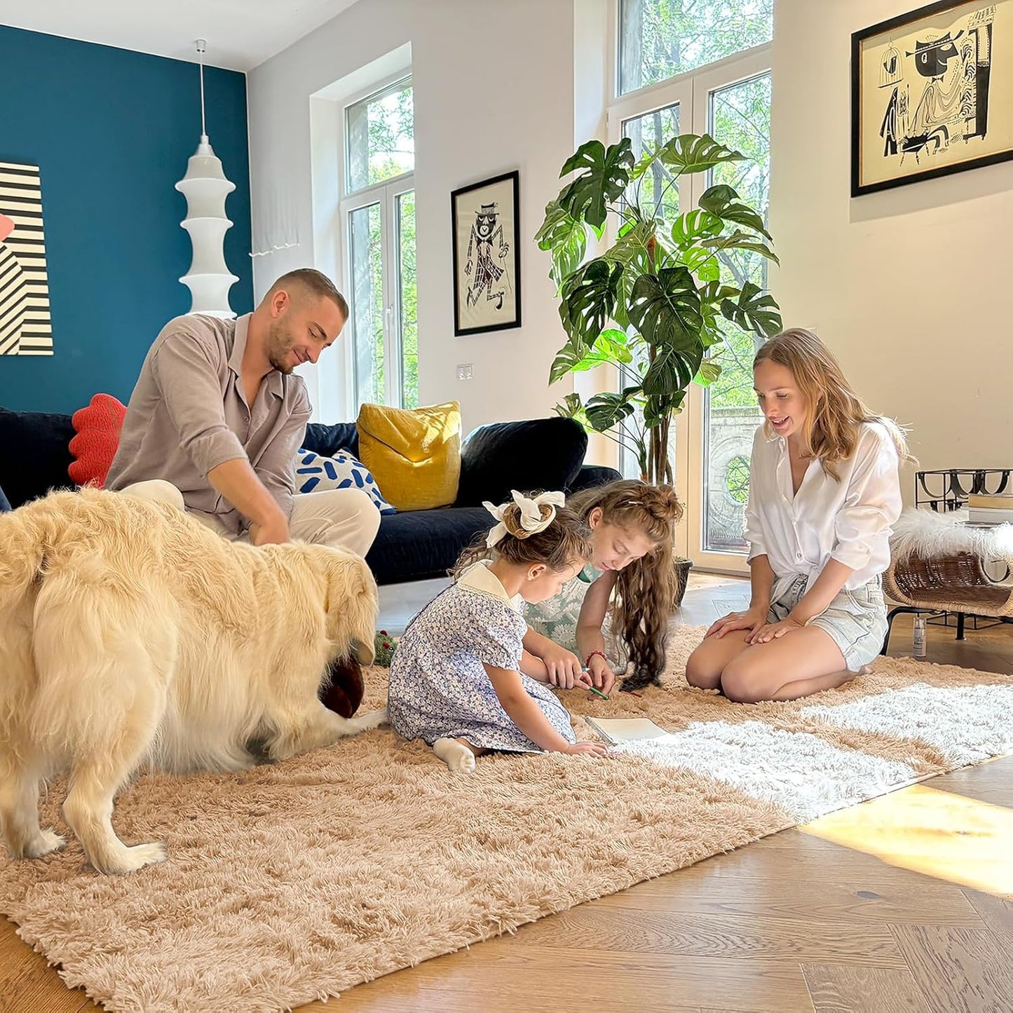 OLANLY Machine Washable 2x12 Runner Rug - Soft Fluffy Shaggy Design for Hallway & Bedroom | Beige