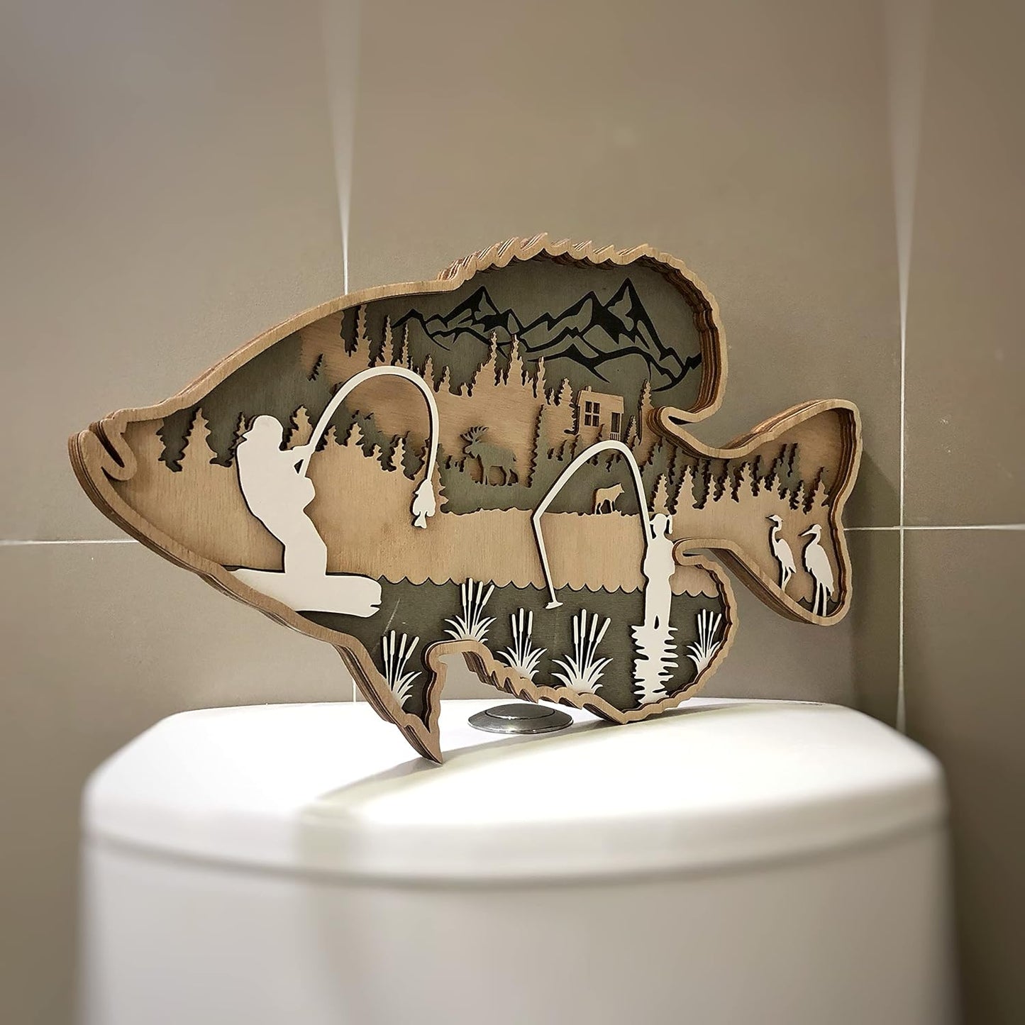 OYSTERBOY Wall Room Indoor Outdoor Decor Art 3D Multi-Layered Wood Art - Wildlife Nature Mountain Landscape for Gifts