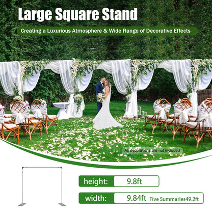 Backdrop Stand Pipe Kit, 10 x 50FT Professional Backdrop Stand Pipe Kit Heavy Duty Background Support System Curtain Frame with Steel Base for Wedding Party Photography Trade Show Display