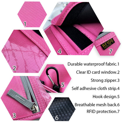 Travel Neck Wallet, RFID Blocking Passport Holder with Adjustable Neck Strap for Men and Women to Keep Cash, Credit Cards and Travel Documents Safe - Rose