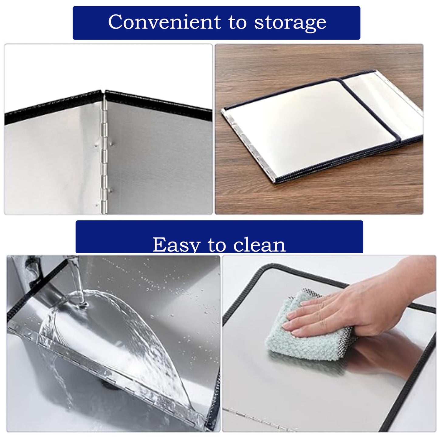 3-Sided Splatter Guard - Stainless Steel Foldable Grease Splatter Screen for Frying Pan, Nonstick & Heat Resistant Stove Top Shield, Stops Oil Splashes for Safer Cooking