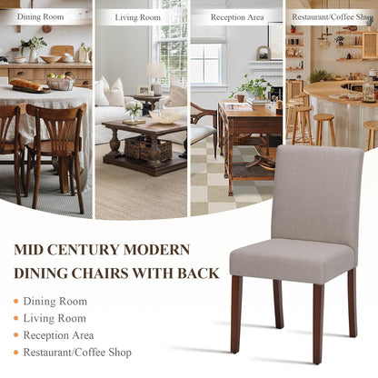 MALOL Upholstered Dining Chairs Set of 4, Modern Fabric Dining Room Chair, Wooden Dining Chair, Kitchen Side Chairs, Farmhouse Dinner Chair with High Back for Kitchen, Brown