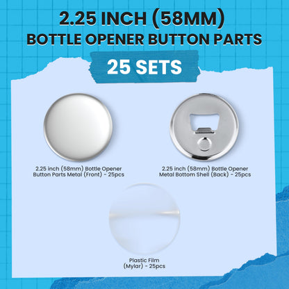 Nice2Have 25 Sets of Bottle Opener Buttons 2.25 inch (58mm) - Button Maker Supplies for Button Maker Machine