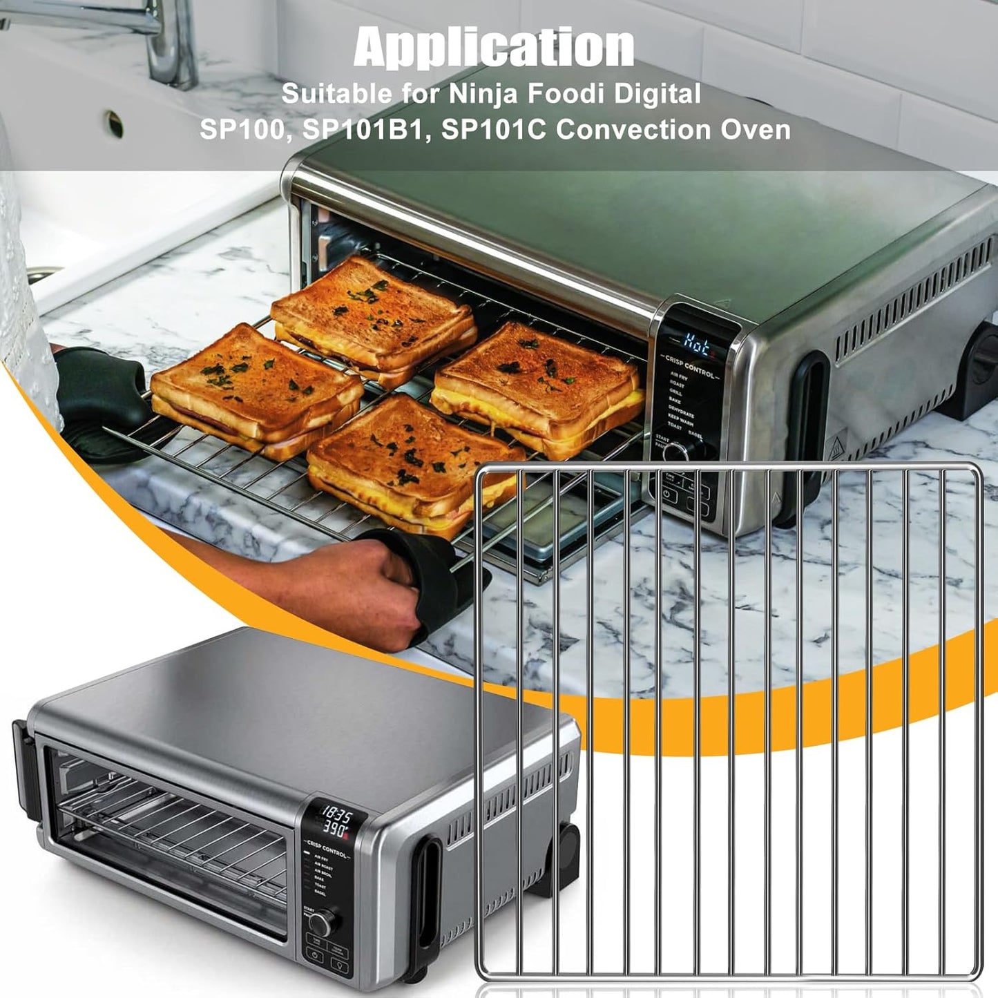 Air Fryer Rack for Ninja Foodi 10 in 1 SP100, 13.4'' Stainless Steel Accessories for Countertop Oven, Dishwasher Safe