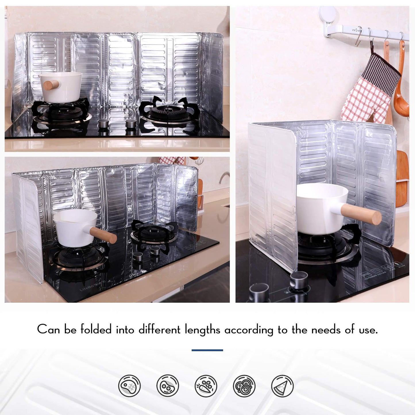 2 Pieces Splatter Guards for Frying Stove Splatter Guard Anti Oil Barrier Nonstick Aluminum Oil Shield Guard for Kitchen Cooking Guard