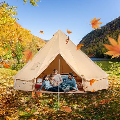 VEVOR Canvas Bell Tent,4 Seasons 5 m/16.4 ft Yurt, for Camping with Stove Jack, Family Camping Outdoor Hunting Party