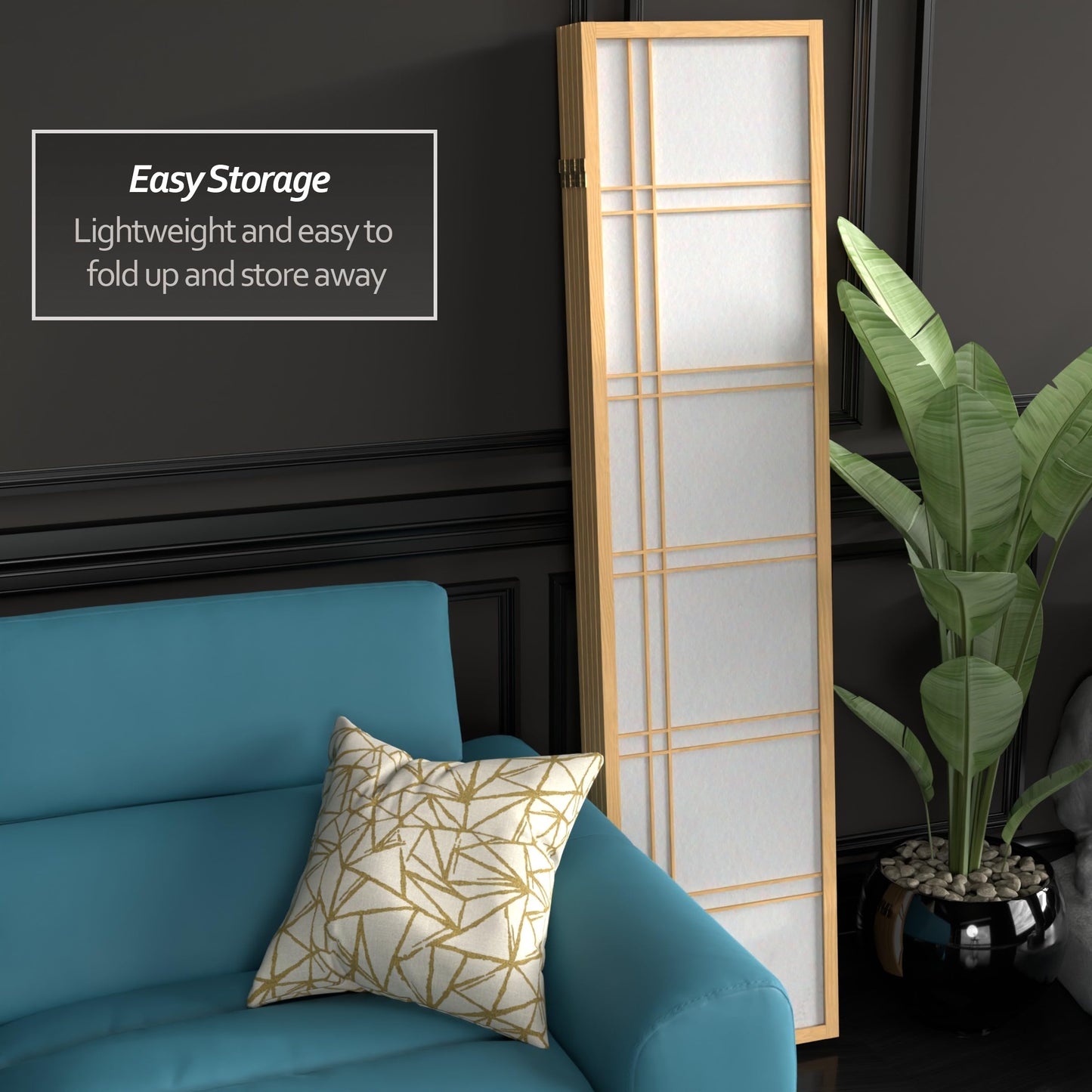 Red Lantern 6 ft. Tall Double Cross Shoji Screen - Natural - 5 Panels