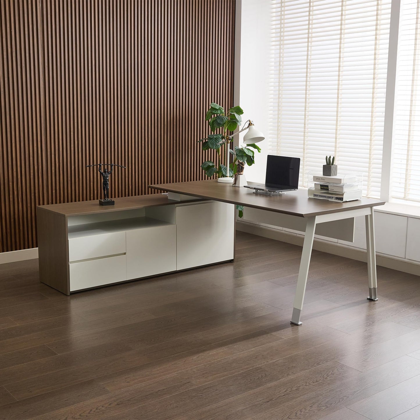 Okeysen 69" Executive Desk and File Storage Cabinet