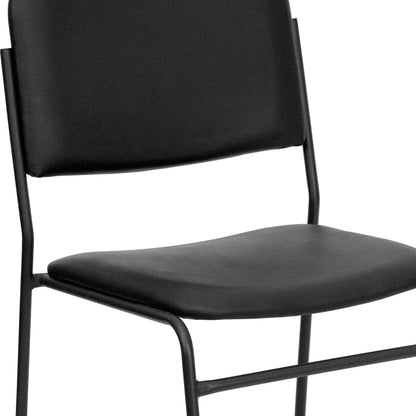 Flash Furniture 4 Pk. HERCULES Series 1000 lb. Capacity High Density Black Vinyl Stacking Chair with Sled Base