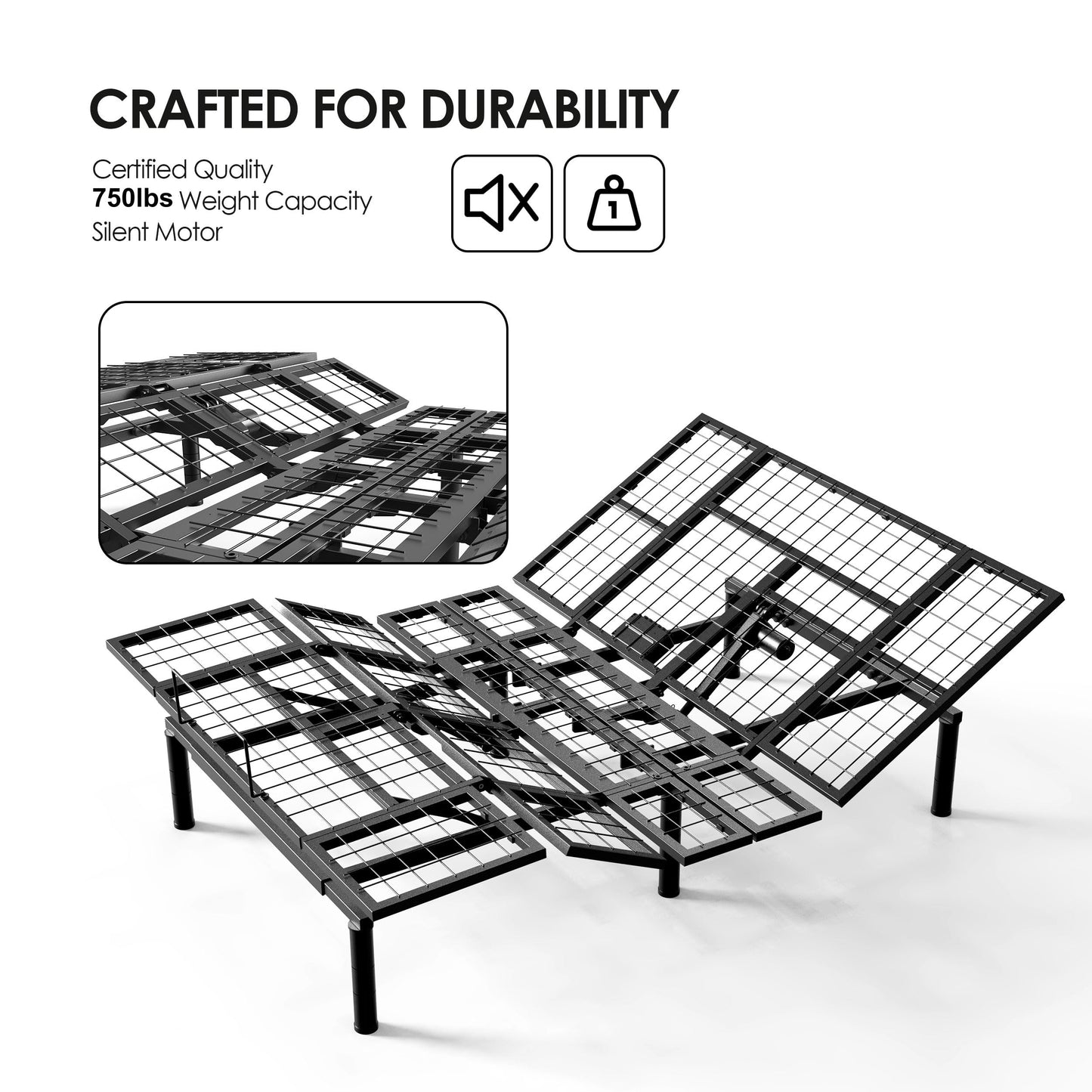 Zhumeiling Patented Design Smart Adjustable Bed Frame, Twin XL Adjustable Base with Quiet Motor, Zero Gravity & Anti-Snore, Easy Assembly, Heavy-Duty Metal Support, Suitable for Bedroom & Elderly Use