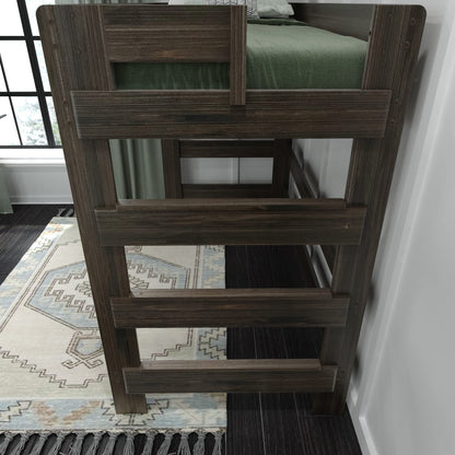 Max & Lily Modern Farmhouse High Loft Bed, Twin Bed Frame For Kids, Barnwood Brown