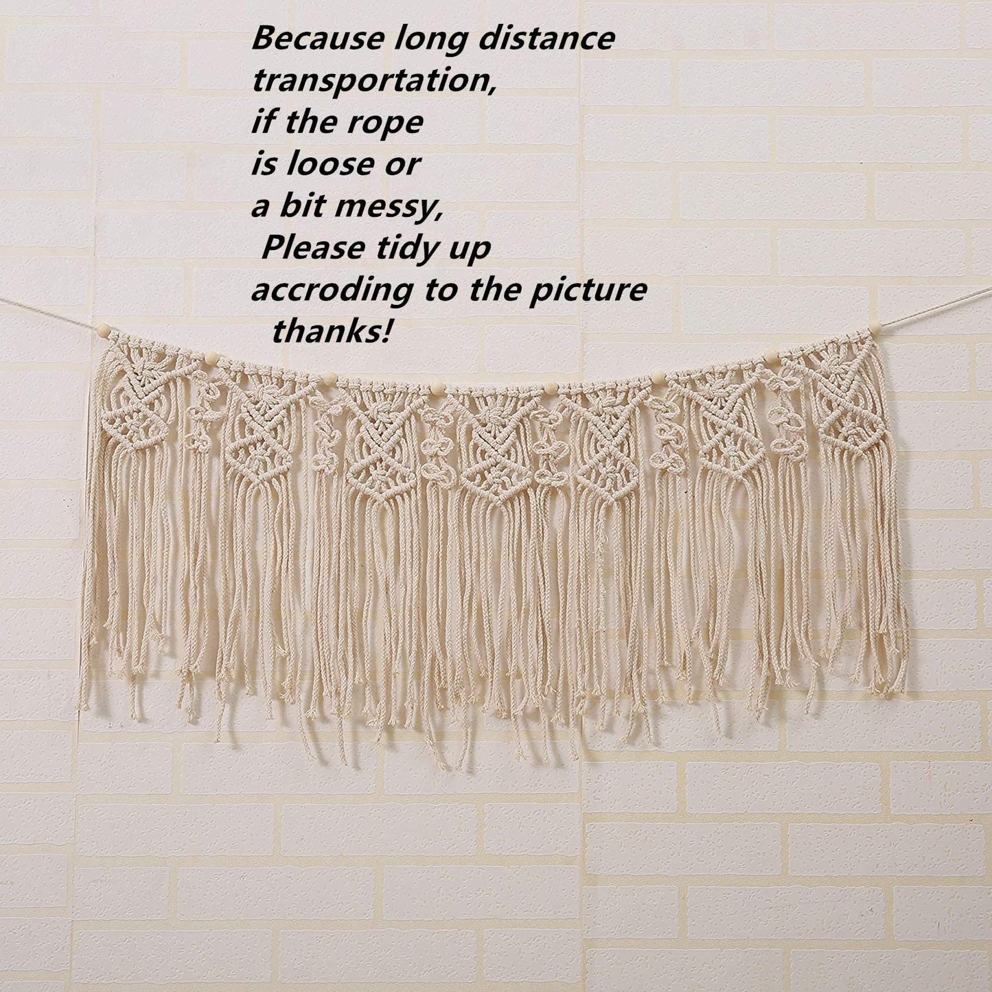 laddawan Macrame Garland Macrame Wall Hanging Nursery Wall Decor Boho Home Bohemian Bedroom Wedding Macrame Garland First Birthday Decor (B)