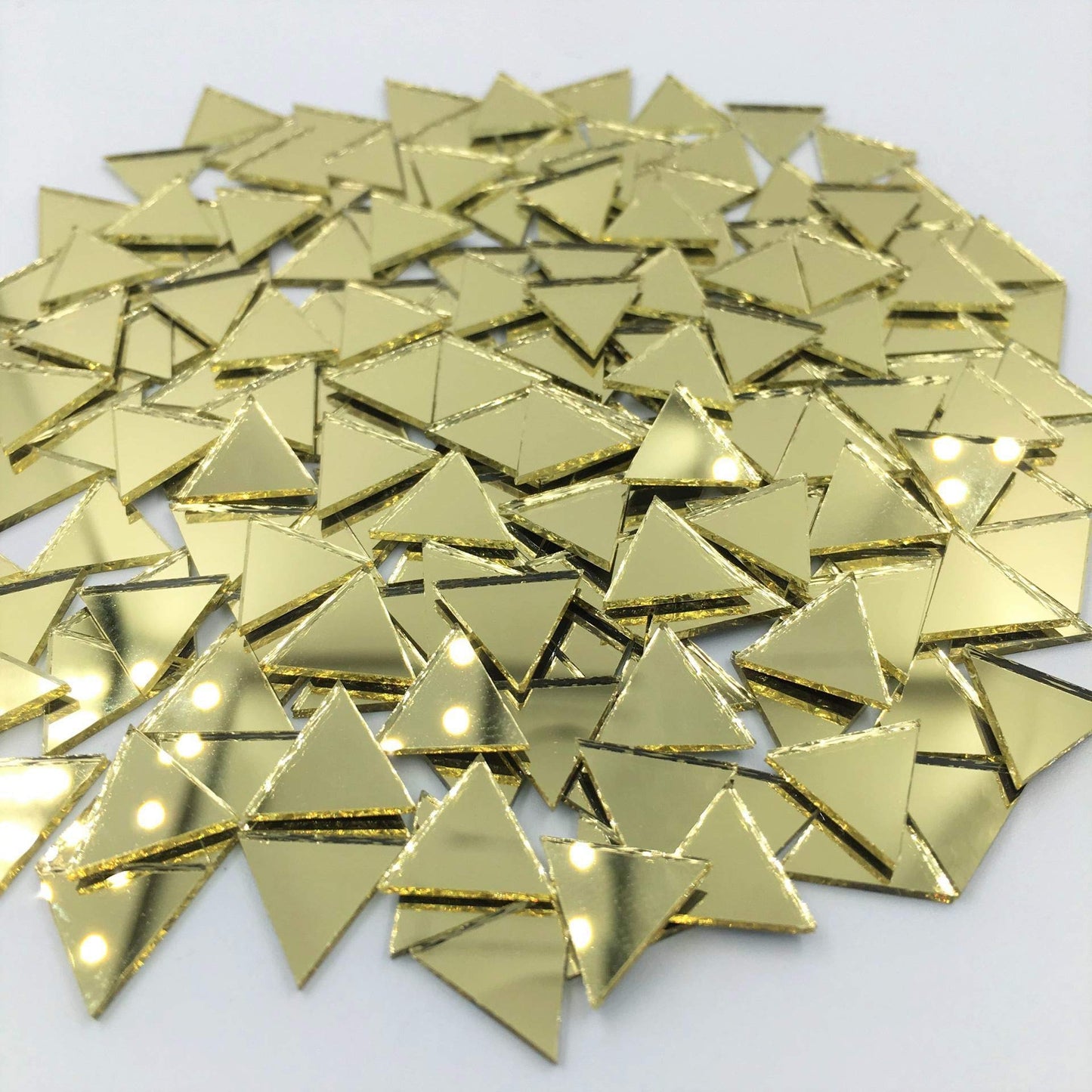 NUO RUI 12mm Triangular Shape Mirror Mosaic Tiles Gold Craft Mirror 120 Pieces