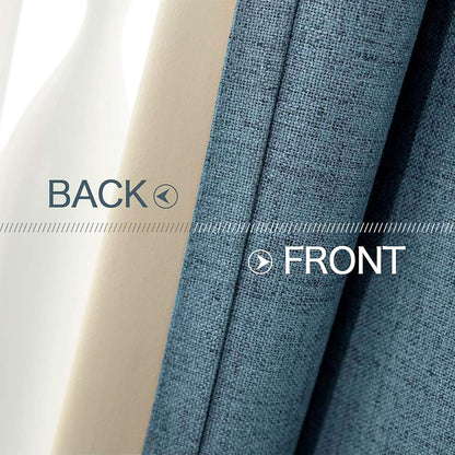 MIULEE Blackout Curtains - 100% Thermal Insulated Linen Texture Drapes | Dusty Blue, 52x72 Inch (2 Panels)