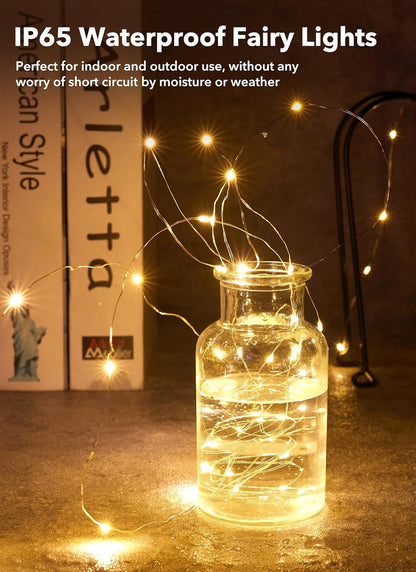24 Pack 7Ft 20 Brightown Fairy Lights Battery Operated - Led Mini String Lights Silver Wire Waterproof Firefly Starry