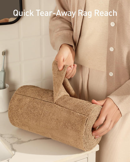 Fantasticlean Microfiber Cleaning Cloth Roll -75 Pack, Tear Away Microfiber Towels, 12" x 12", Reusable, Washable, Scratch Free, Ultra Absorbent for All-Around Cleaning Supplies (TAN)