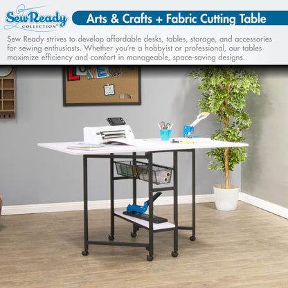 Studio Designs Sew Ready Fabric Cutting Standing Table with Craft Organizers - 58.75" W x 36.5" D x 30" H - Charcoal / White