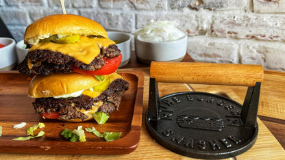The Burger Smasher™ Pre-Seasoned Heavy Duty Cast Iron Smash Burger Press Kit - Heat Resistant Burger Smasher for Griddle, Food, Chef, Meat & Cooking Press, Hamburger Smasher - 30 Patty Paper