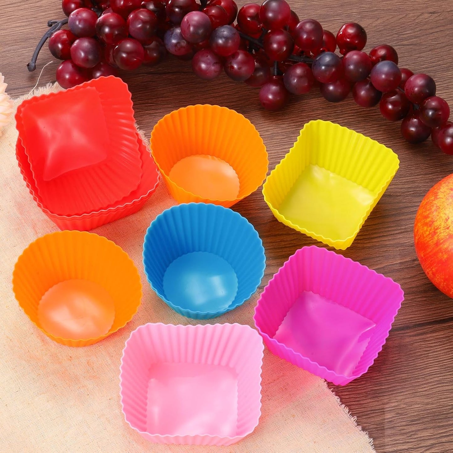 uxcell 18Pcs Silicone Cupcake Baking Cups, Non-Stick Square Baking Cups for Muffins and Cooking Eggs