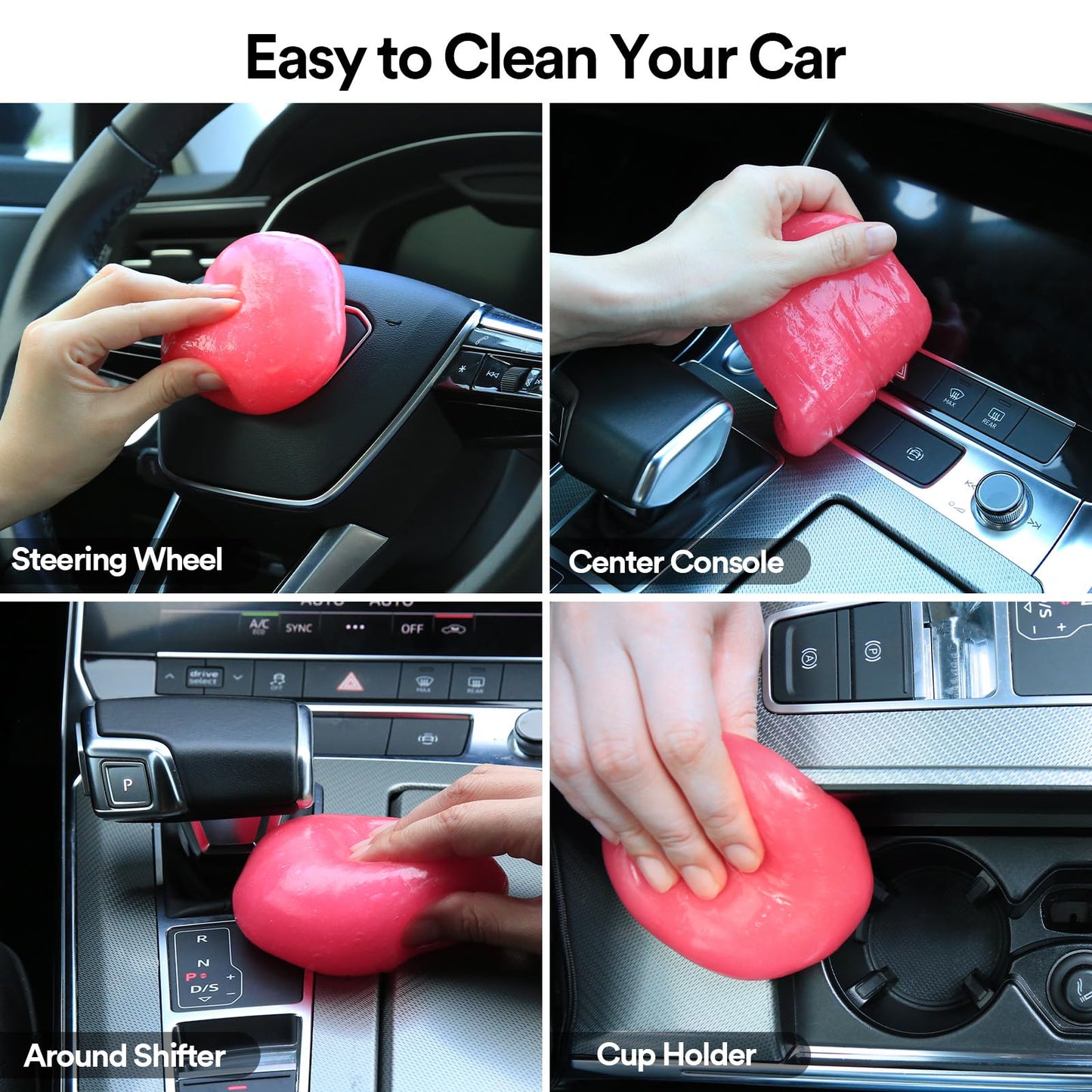 PULIDIKI Car Cleaning Gel for Car Cleaning Putty Car Putty Auto Detailing Tools Car Slime Cleaner Dust Cleaning Gel for Car Cleaning Supplies Car Essentials Car Gifts Car Accessories for Women Pink